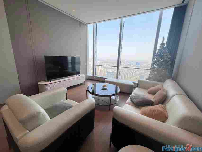 High Floor!! IFS Sky Residence Apartment rent Times Square SIP Suzhou/3bedroom and 2 bathroom/Central AC,Floor heating,bathtub/close Jinji Lake/ Subway Station