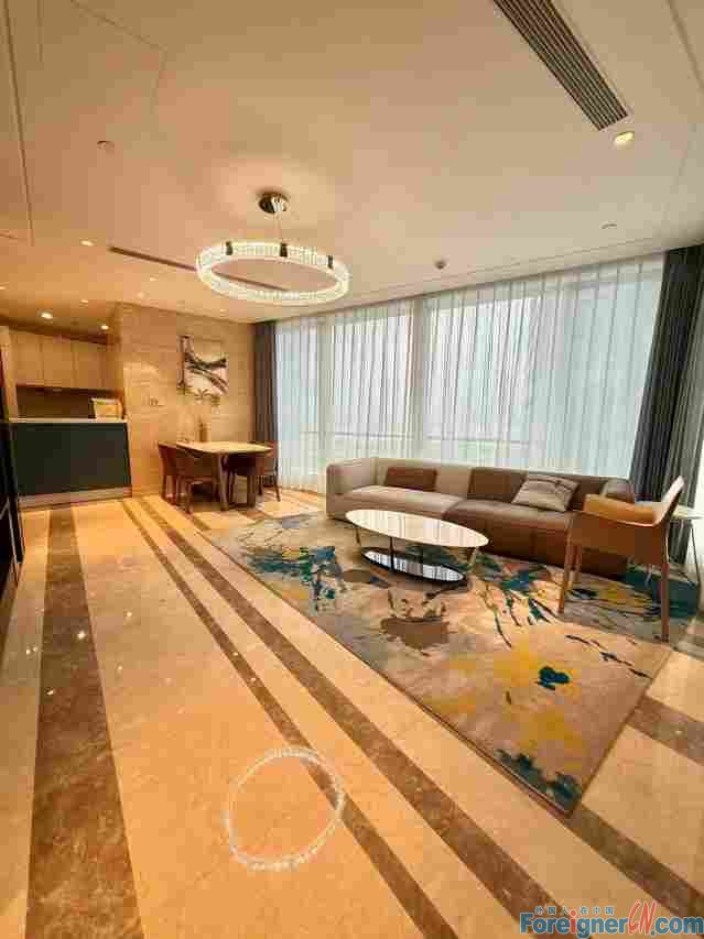 Amazing View !!Housing allowance rental in Suzhou/Property rent in Suzhou 2rooms/2 baths/Family living/dryer/Modern design/Central AC/fully furnished/Floor heating/cloes to Suzhou Center shopping mall/Jinji lake scene area